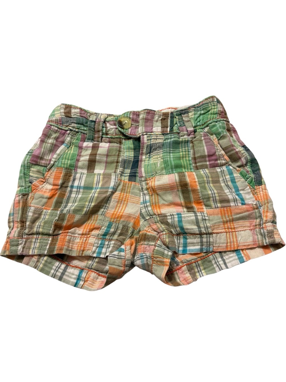 Xhilaration Green Orange Plaid Girls' Cotton Shorts